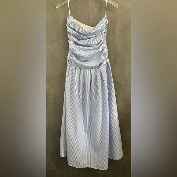 PETAL & PUP AVALEE STRAPLESS MAXI DRESS - BLUE STRIPE XS B371 - Picture 5 of 7